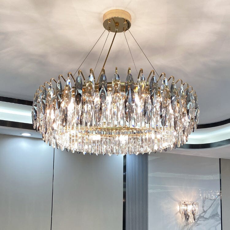 Aventis Crystal Chandelier in Bronze Finish for Hallways and Living Rooms | Temsk