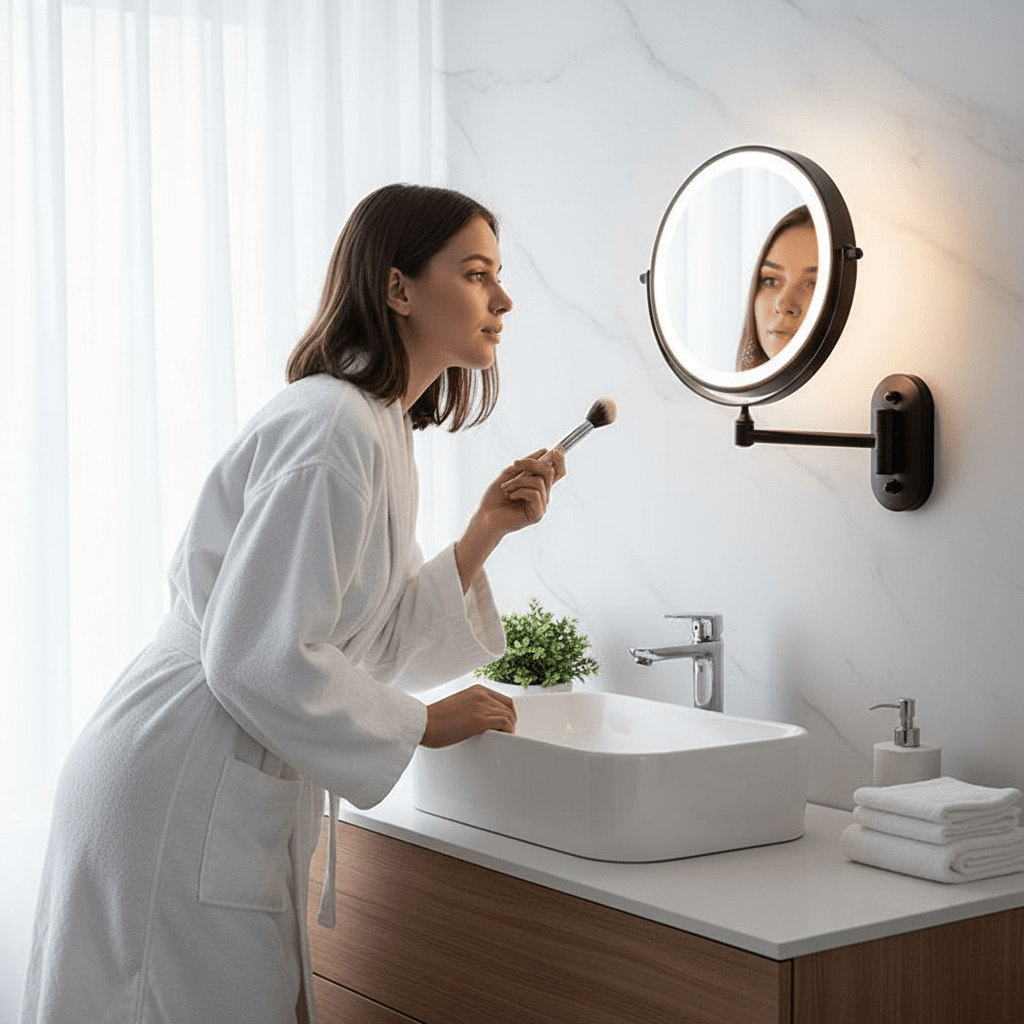LumiView LED Magnifying Mirror With Adjustable Lighting And Rechargeable Battery | Temsk