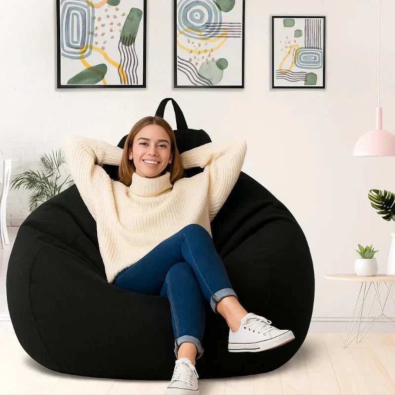 LinenLuxe Luxurious Linen Bean Bag Set With Filling | Temsk