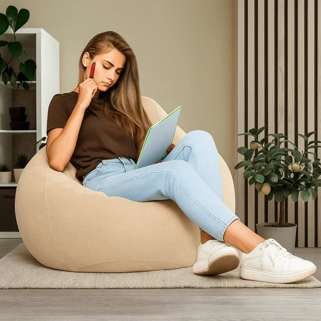 LinenLuxe Luxurious Linen Bean Bag Set With Filling | Temsk