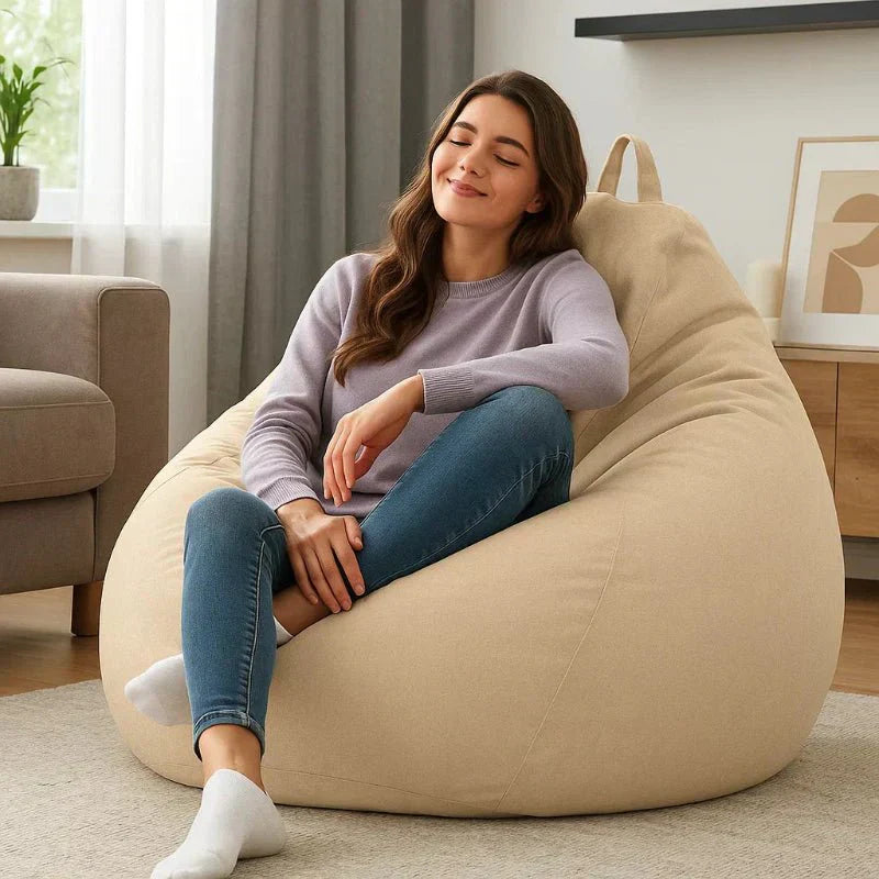 LinenLuxe Luxurious Linen Bean Bag Set With Filling | Temsk
