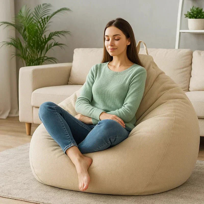 LinenLuxe Luxurious Linen Bean Bag Set With Filling | Temsk