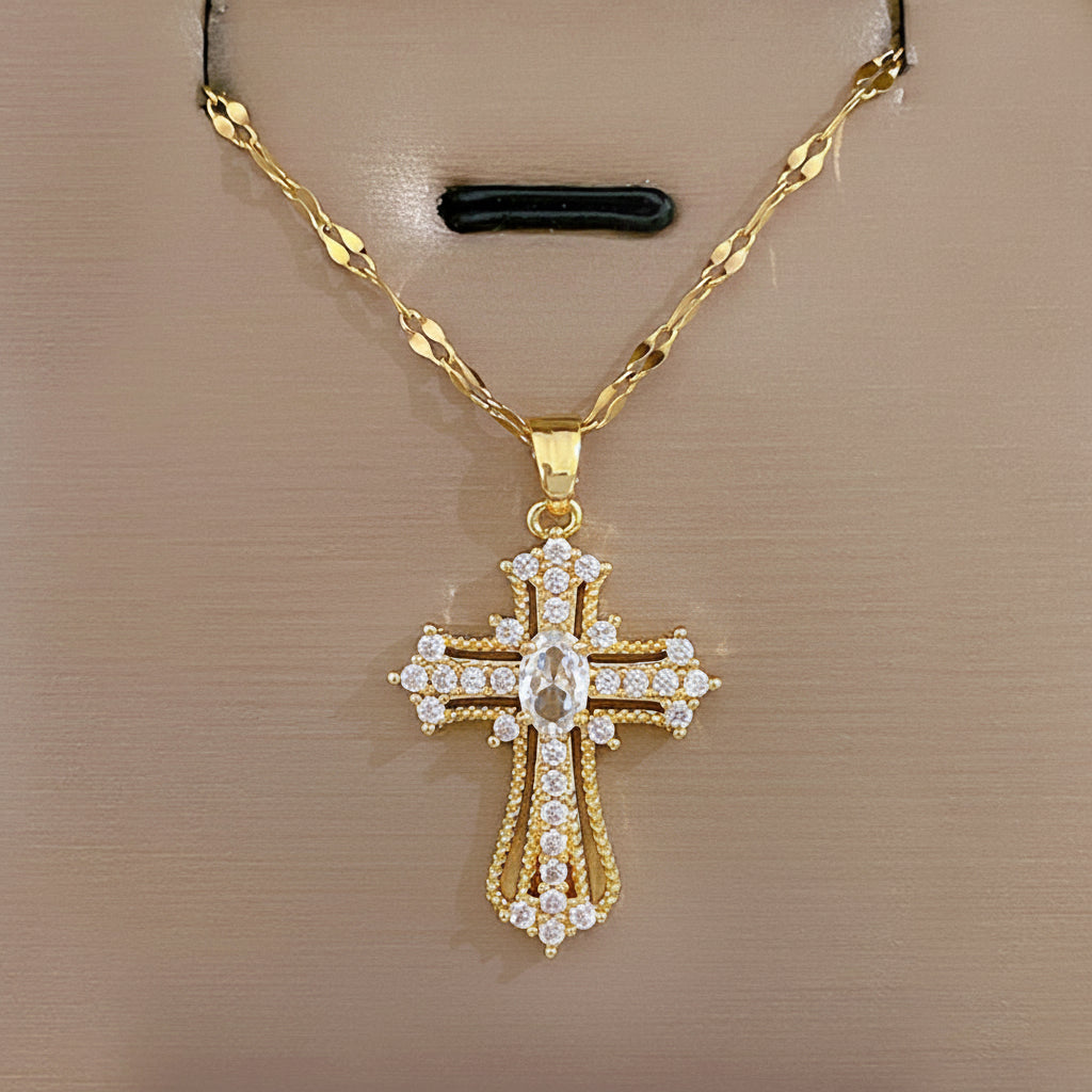 Gold Cross Pendant Necklace For Mothers Day Gift Jewelry | Temsk