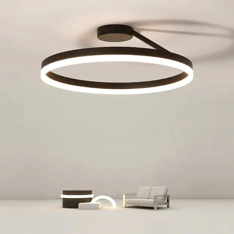 Dimmable LED Ring Ceiling Light Metal and Acrylic 50cm Black White | Temsk