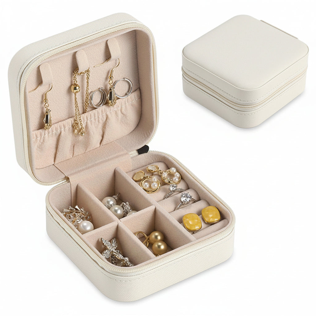 Travel Jewelry Box Organizer Case With Zipper For On The Go Storage | Temsk