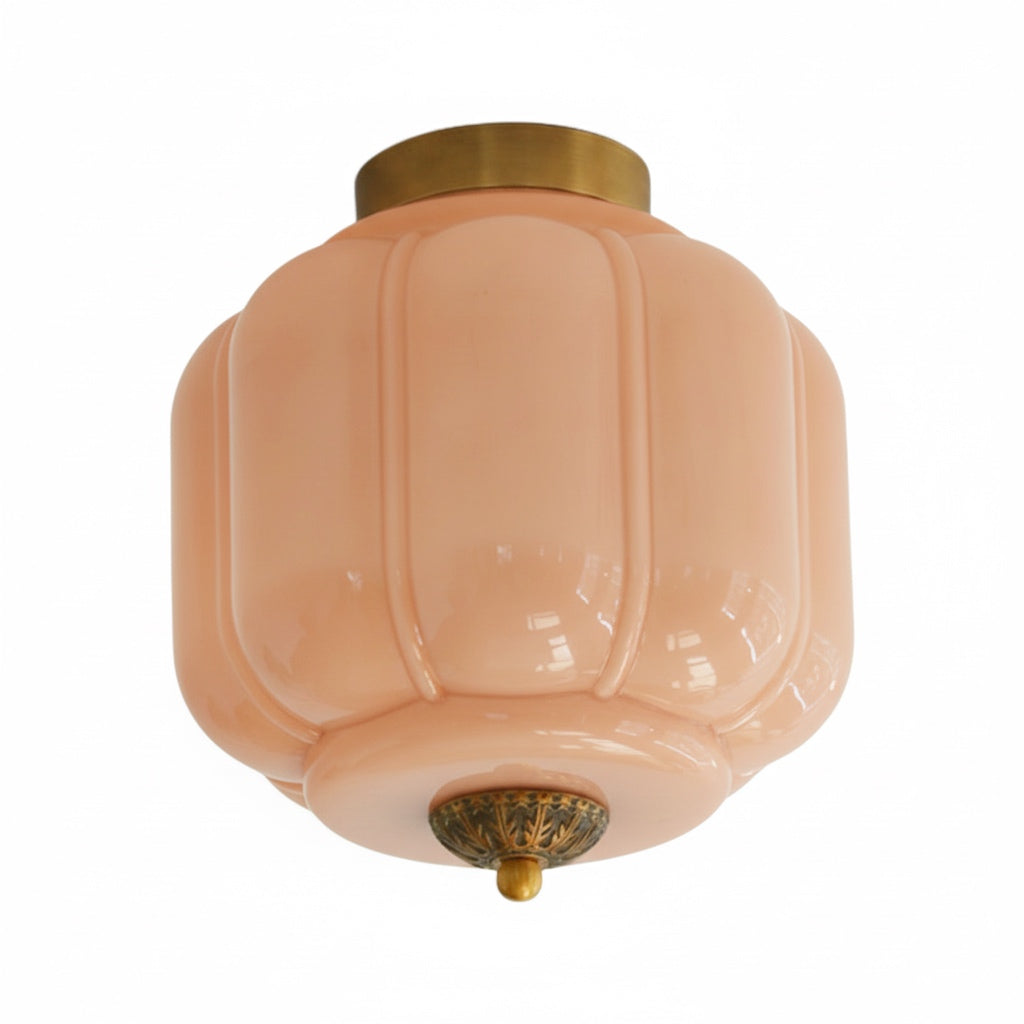 Milk Glass Ceiling Light With Glass Shade, Modern Flush Mount, Scandinavian Style | Temsk