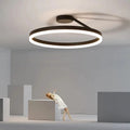 Dimmable LED Ring Ceiling Light Metal and Acrylic 50cm Black White | Temsk