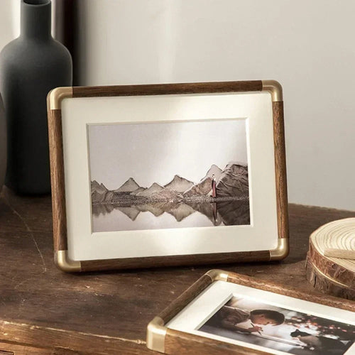 Brooks Vintage Wooden And Brass Photo Frame For Tabletop Display | Temsk