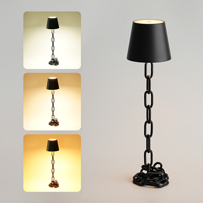 Industrial Chain-Link Desk Lamp With Rechargeable LED Light | Temsk