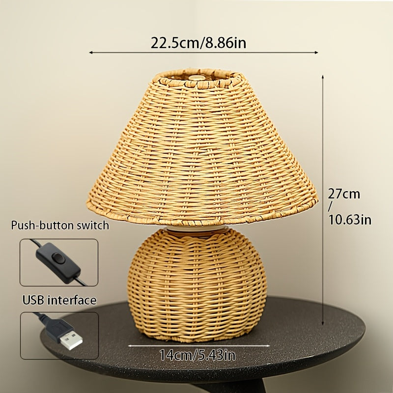 USB-betriebene Bambus-Schreibtischlampe für Boho-Akzentbeleuchtung | Temsk