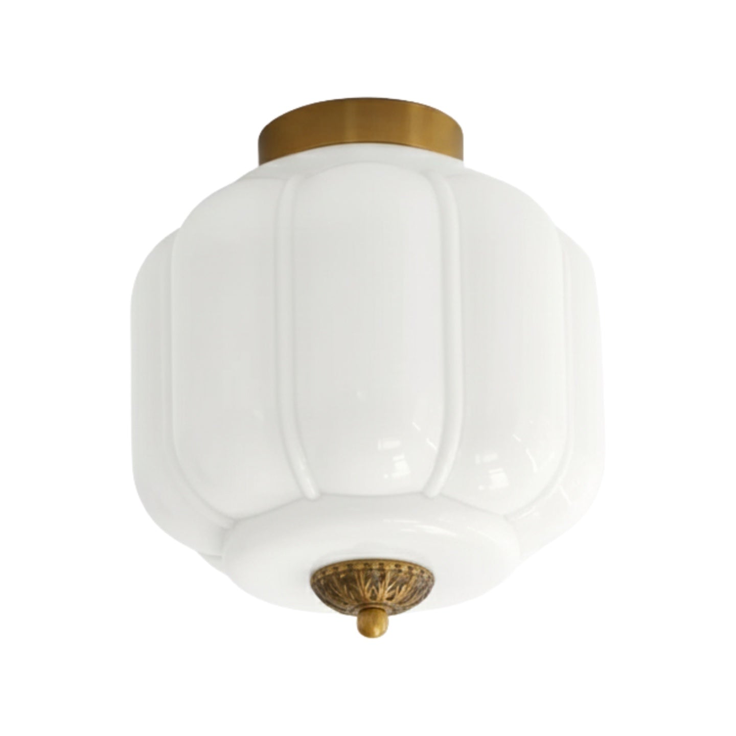 Milk Glass Ceiling Light With Glass Shade, Modern Flush Mount, Scandinavian Style | Temsk