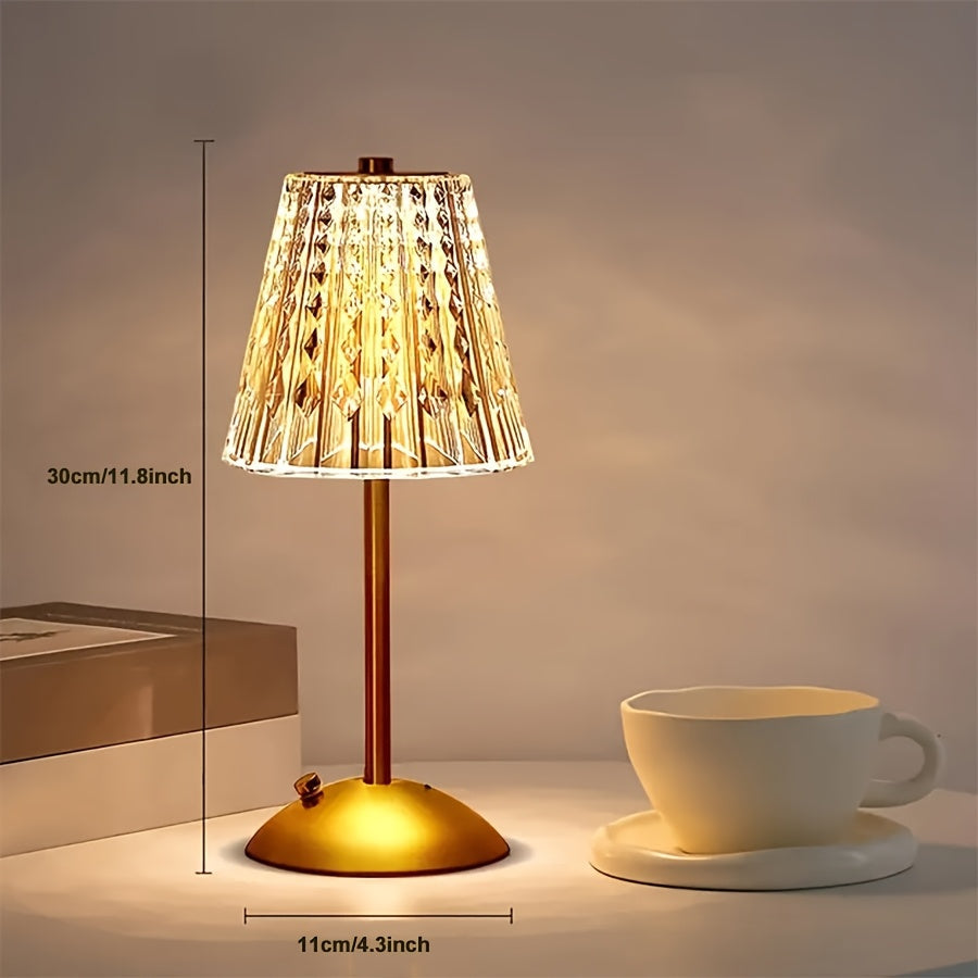 Kristall-Touch-Tischlampe mit dreifacher Farbdimmung und USB-Ladung | Temsk