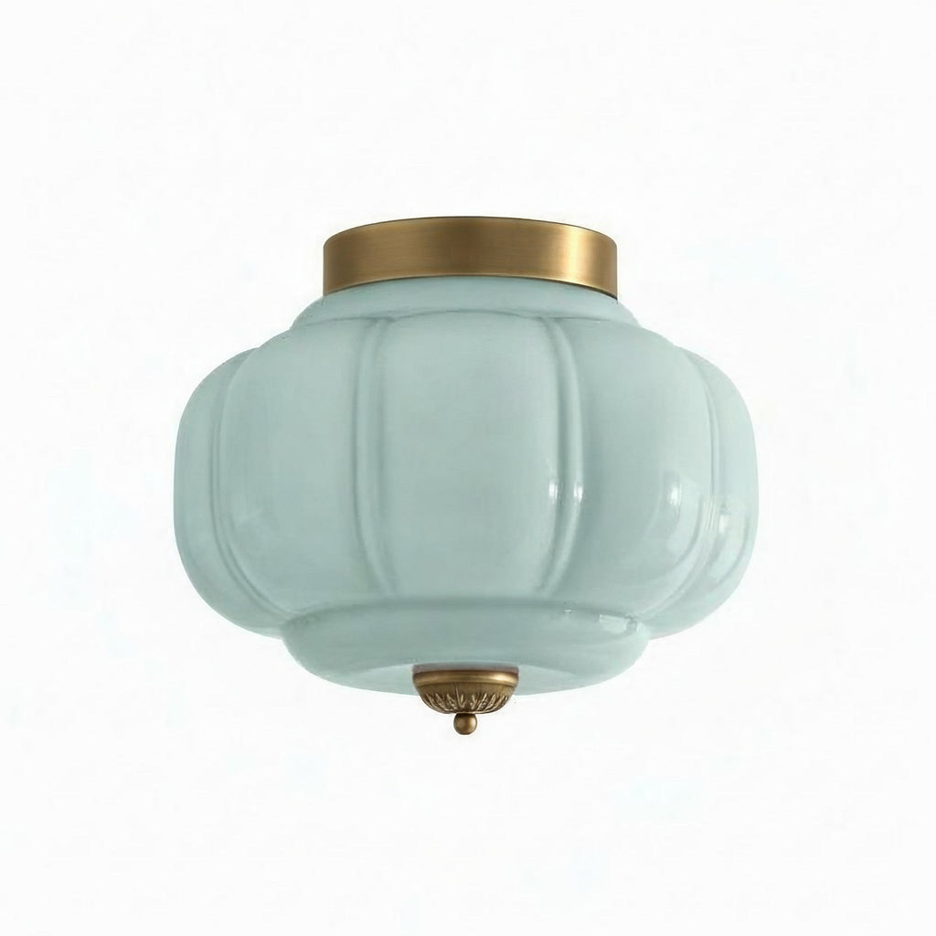 Milk Glass Ceiling Light With Glass Shade, Modern Flush Mount, Scandinavian Style | Temsk
