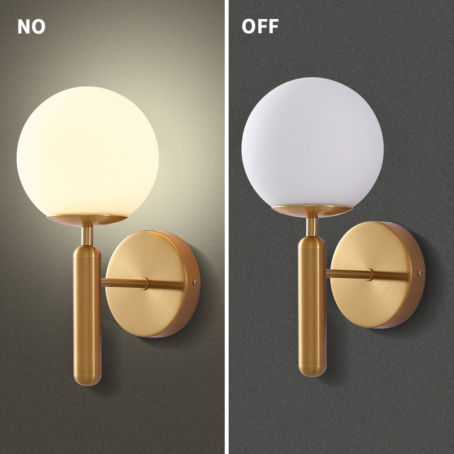 Modern Glass Globe Wall Sconce With Polished Metal Mounting | Temsk