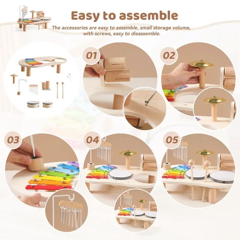 Harmonia Play Set Musical Wooden Toy for Creative Babies Aged 12 Months and Up | Temsk