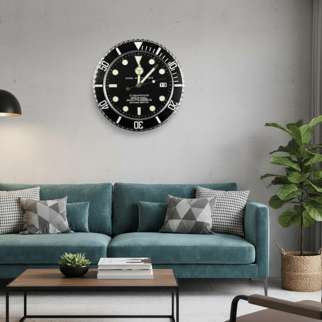 NovaTime Silent Wall Clock With Stainless Steel Frame And Luminous Hands 33 cm | Temsk