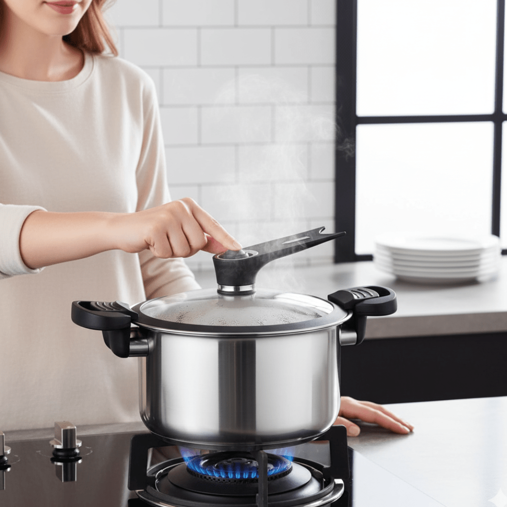 StellarCook Compact Stainless Steel Pressure Cooker For Quick Meals Anywhere | Temsk