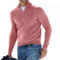 Men's Zip Front V Neck Knit Sweater Casual Long Sleeve Pullover | Temsk