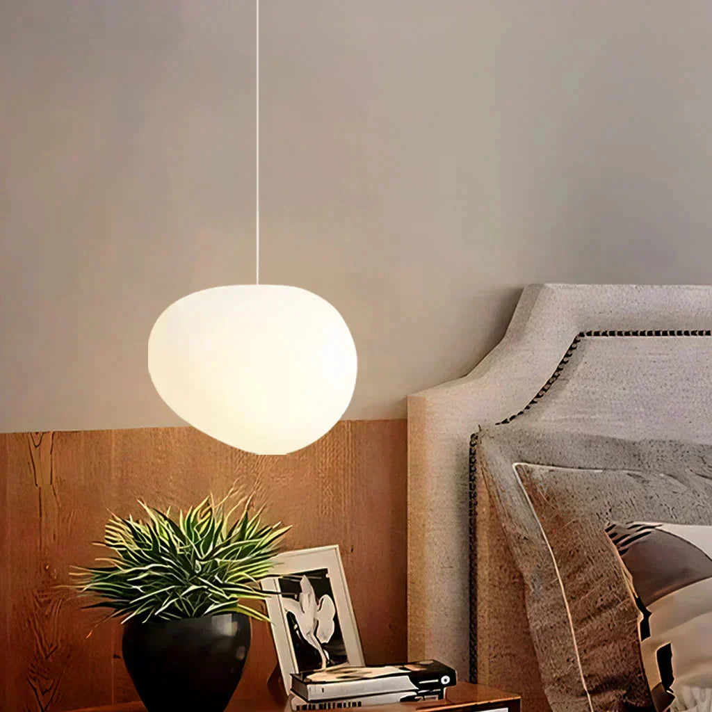 Scandinavian Milk Glass Ceiling Lamp With Organic Design For Living Room And Bedroom | Temsk