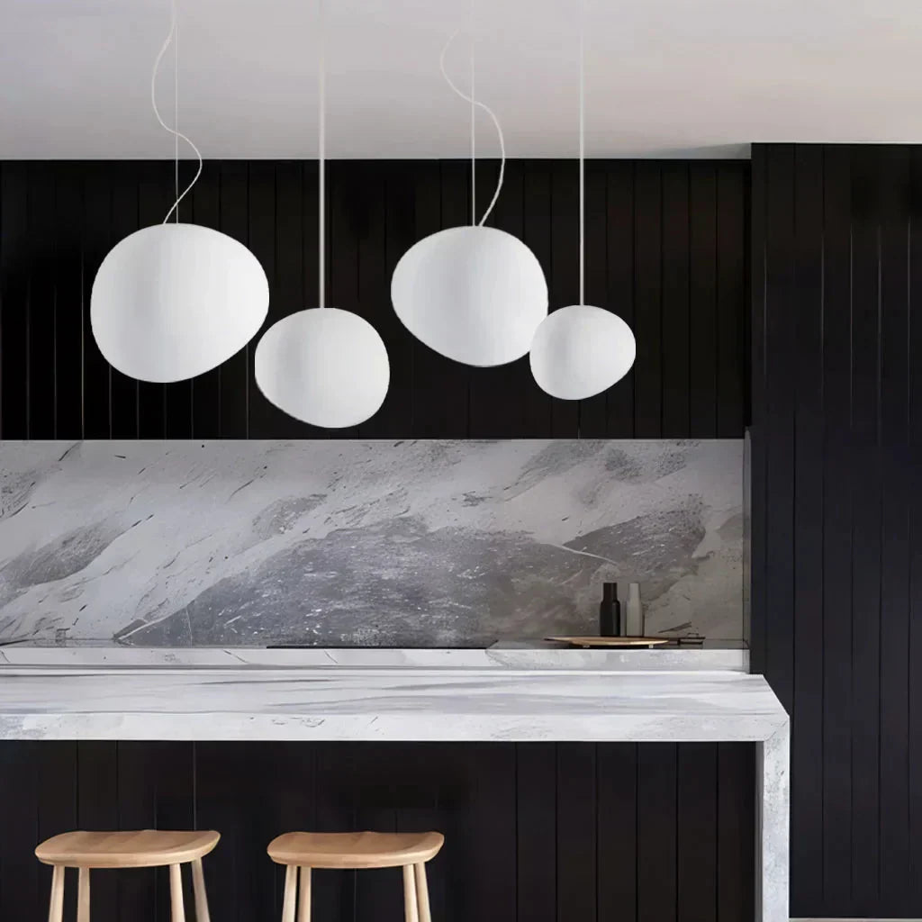 Scandinavian Milk Glass Ceiling Lamp With Organic Design For Living Room And Bedroom | Temsk