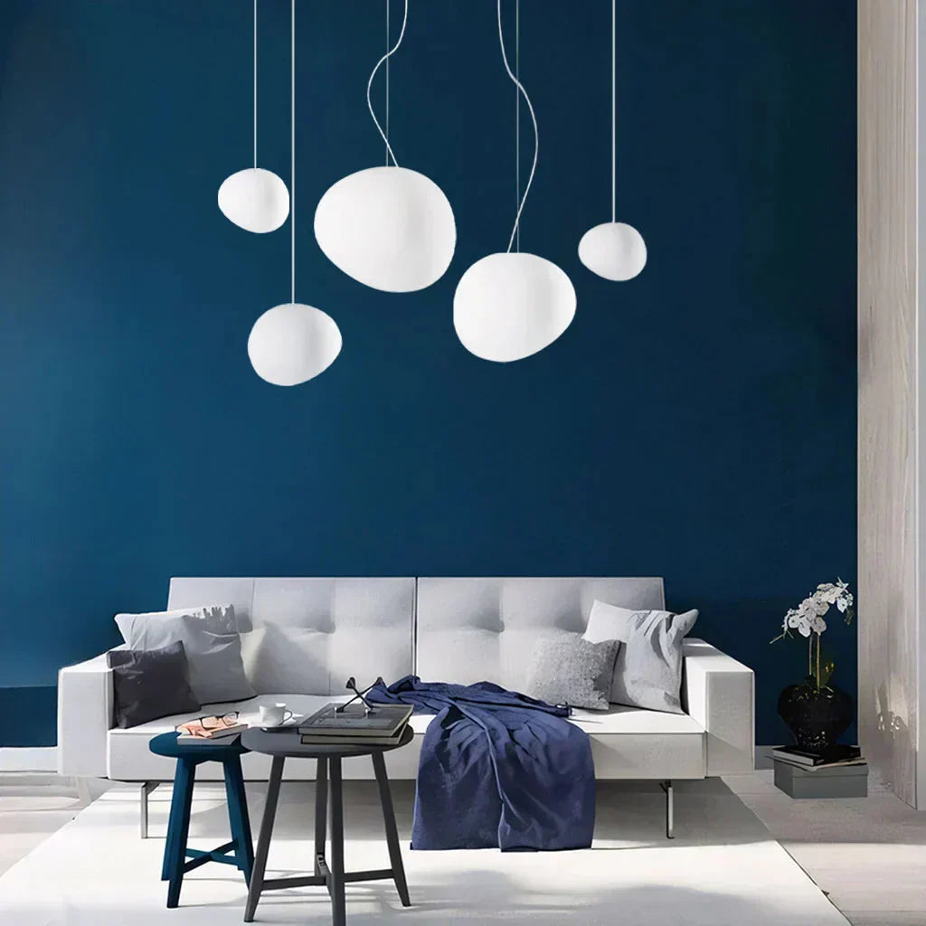 Scandinavian Milk Glass Ceiling Lamp With Organic Design For Living Room And Bedroom | Temsk