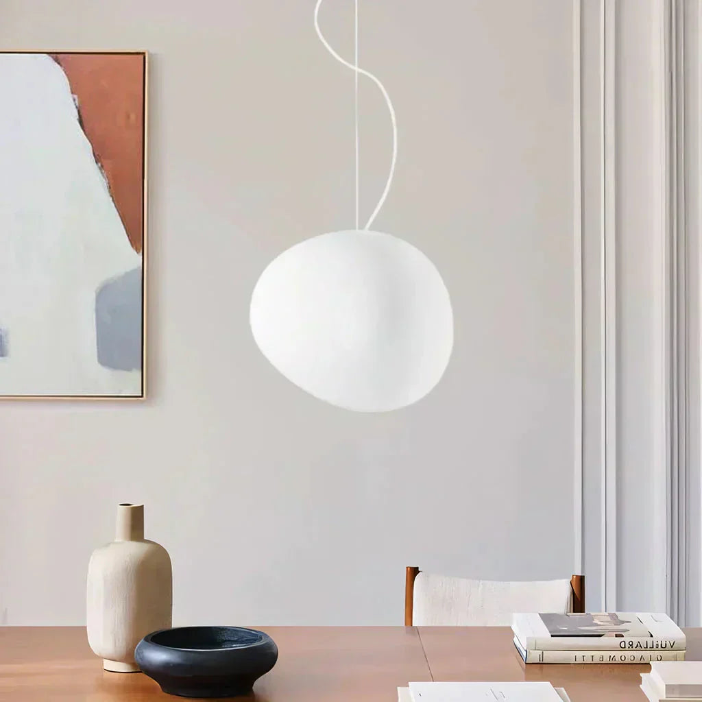 Scandinavian Milk Glass Ceiling Lamp With Organic Design For Living Room And Bedroom | Temsk