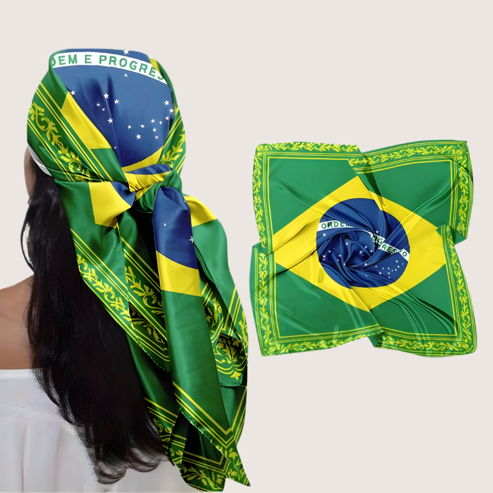 Brasilien-Flagge WM-Bandana Kopftuch, quadratisches Modeaccessoire | Temsk
