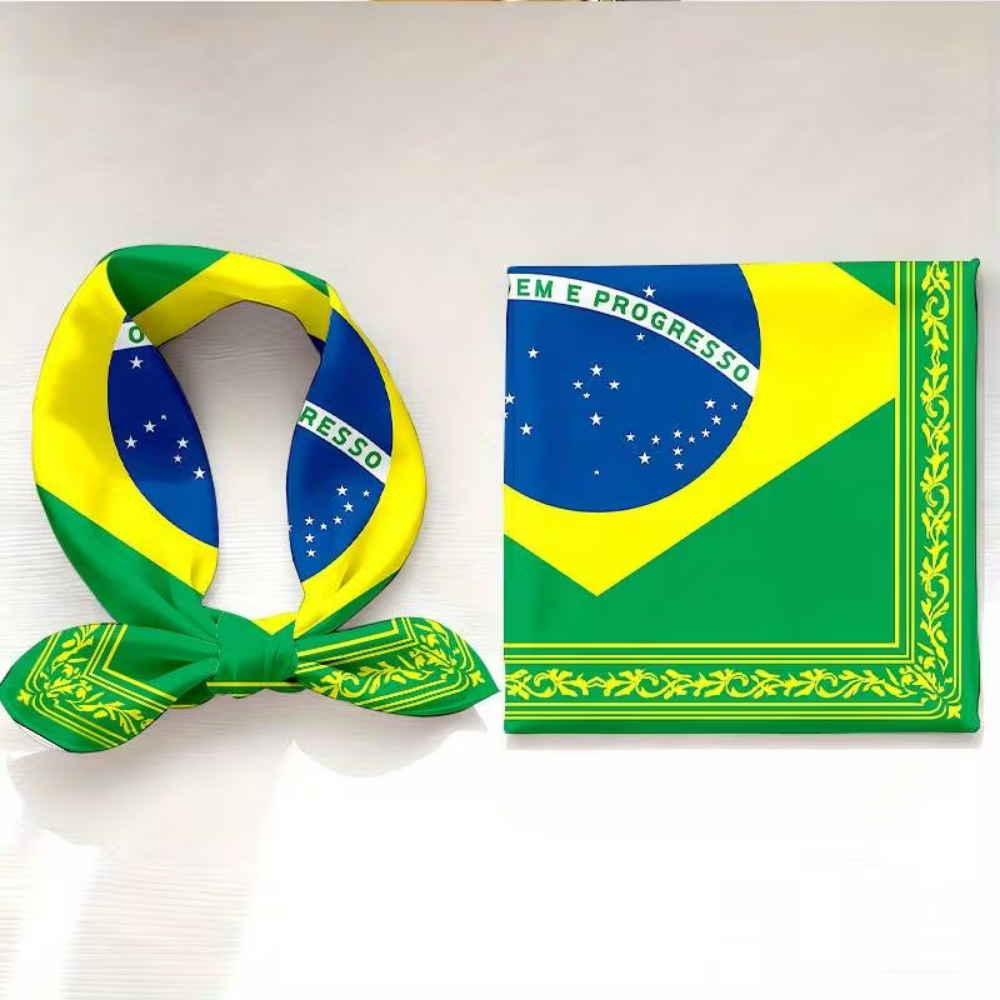 Brasilien-Flagge WM-Bandana Kopftuch, quadratisches Modeaccessoire | Temsk