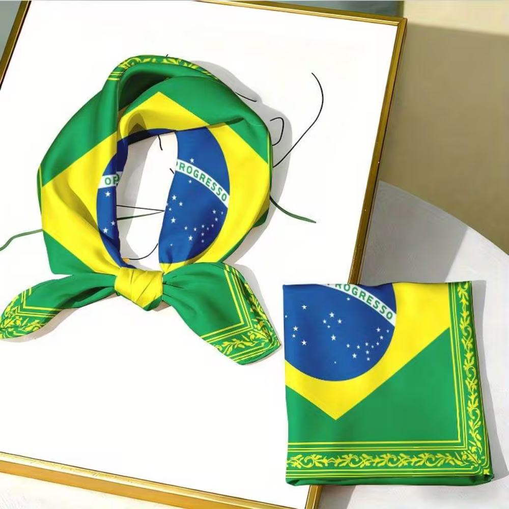 Brasilien-Flagge WM-Bandana Kopftuch, quadratisches Modeaccessoire | Temsk