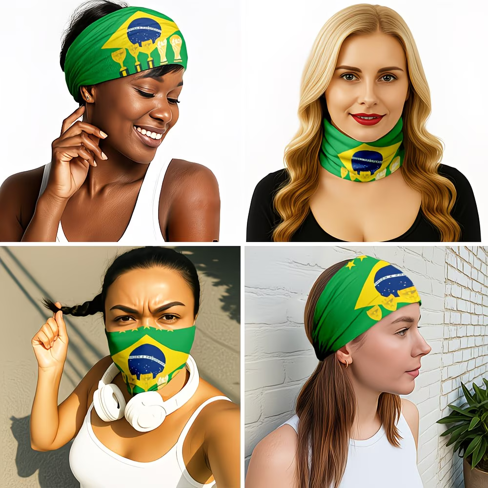 Brasilien-Flagge Sportkopfbedeckung für WM, Halstuch oder Gesichtsschutz | Temsk