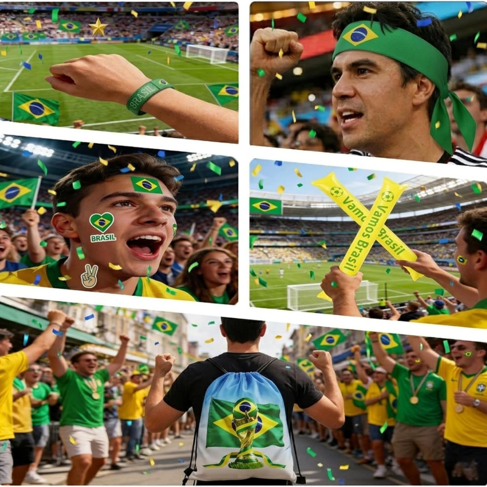 Brasilien-Flagge WM-Fan-Kit für Spieltag-Unterstützung | Temsk