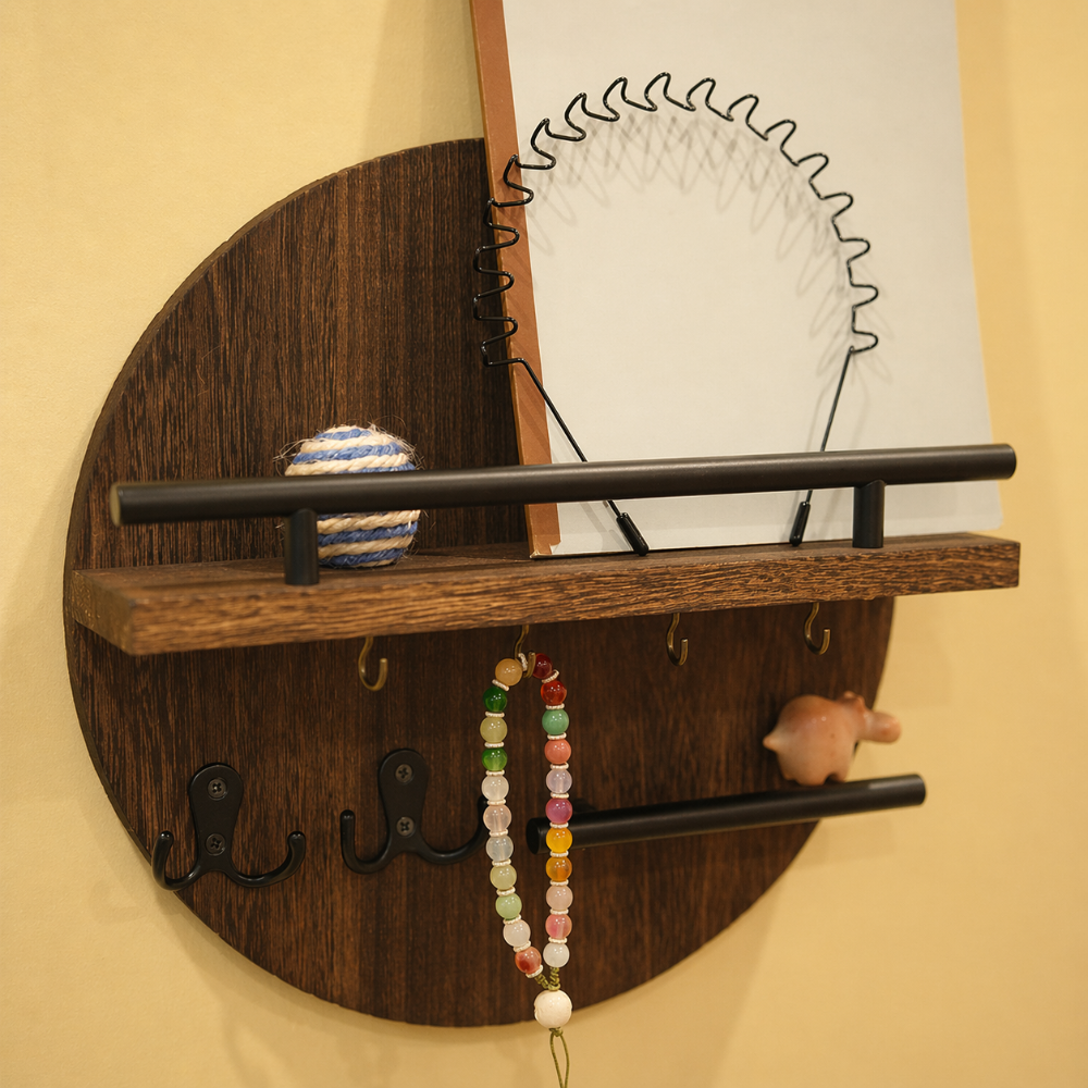 Round Wooden Key Holder Stylish Eco Friendly Wall Organizer | Temsk
