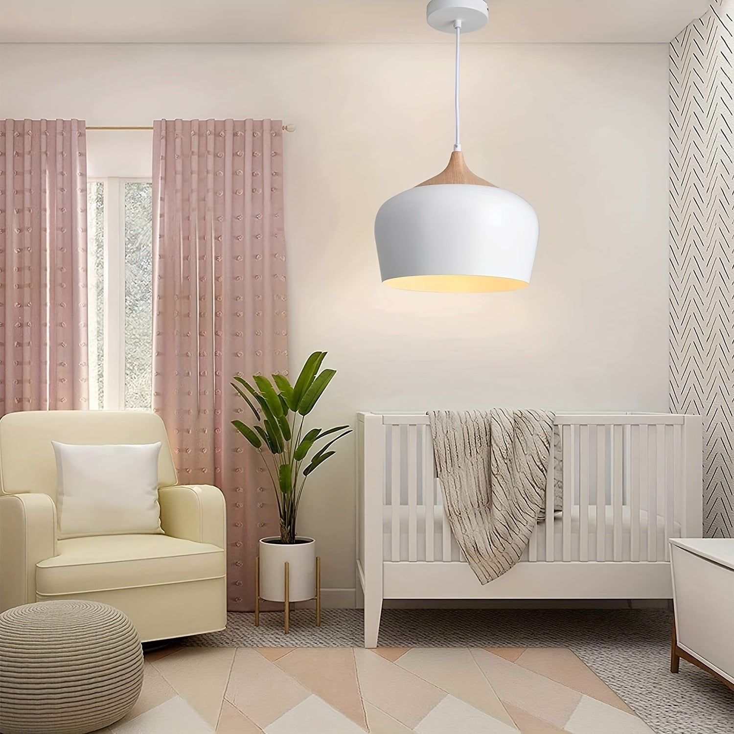 Moderne skandinavische Pendelleuchte mit Eisen- und Holzmaserungs-Design | Temsk