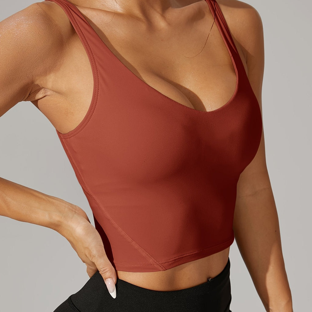 Pružný crop top s výstřihem do V a odhalenými zády pro sportovní nošení | Temsk
