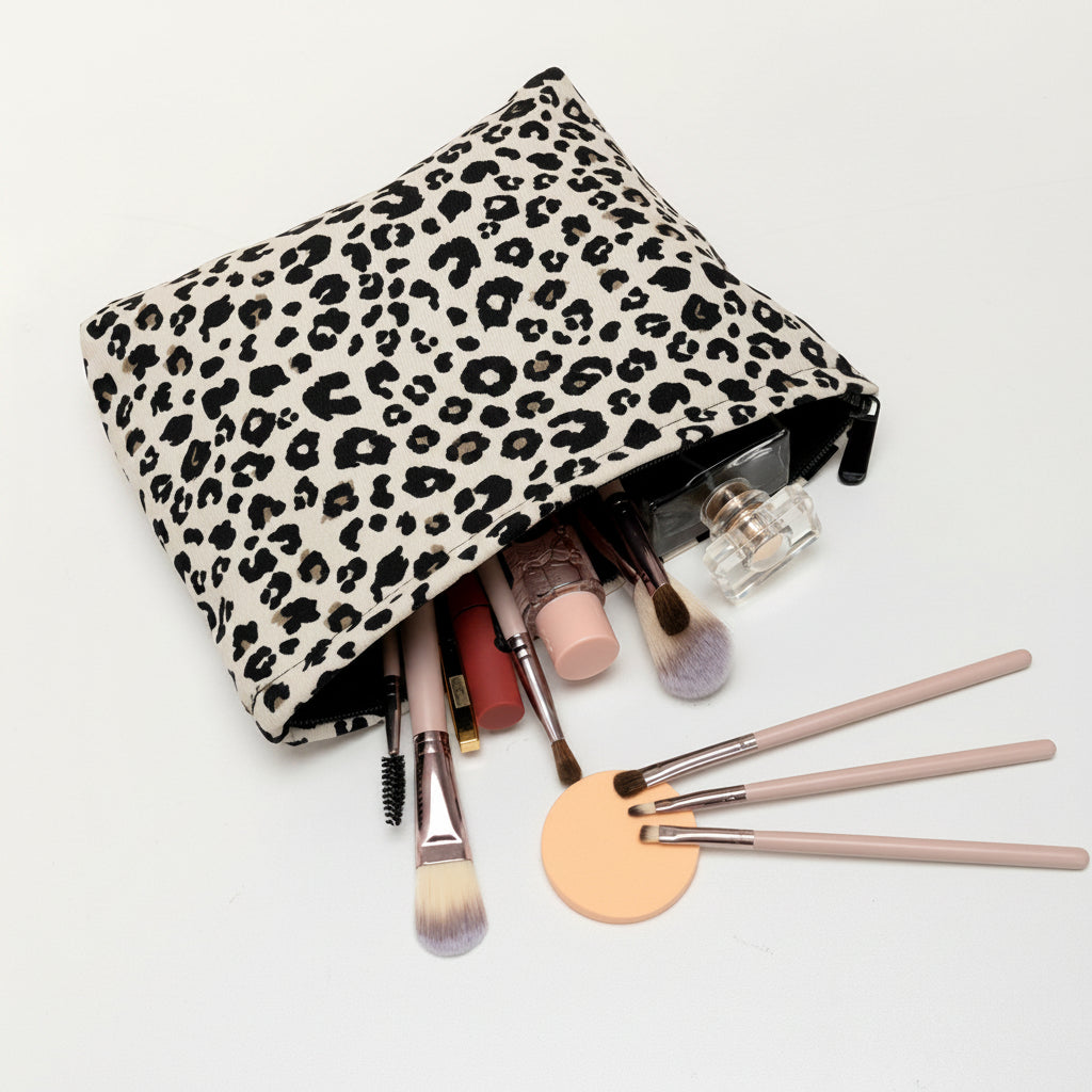 Leopard Print Cosmetic Bag Travel Organizer For Mothers Day | Temsk