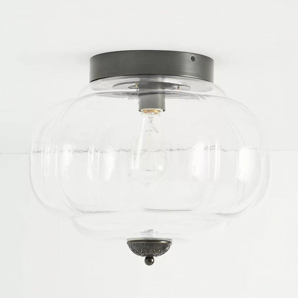 Milk Glass Ceiling Light With Glass Shade, Modern Flush Mount, Scandinavian Style | Temsk