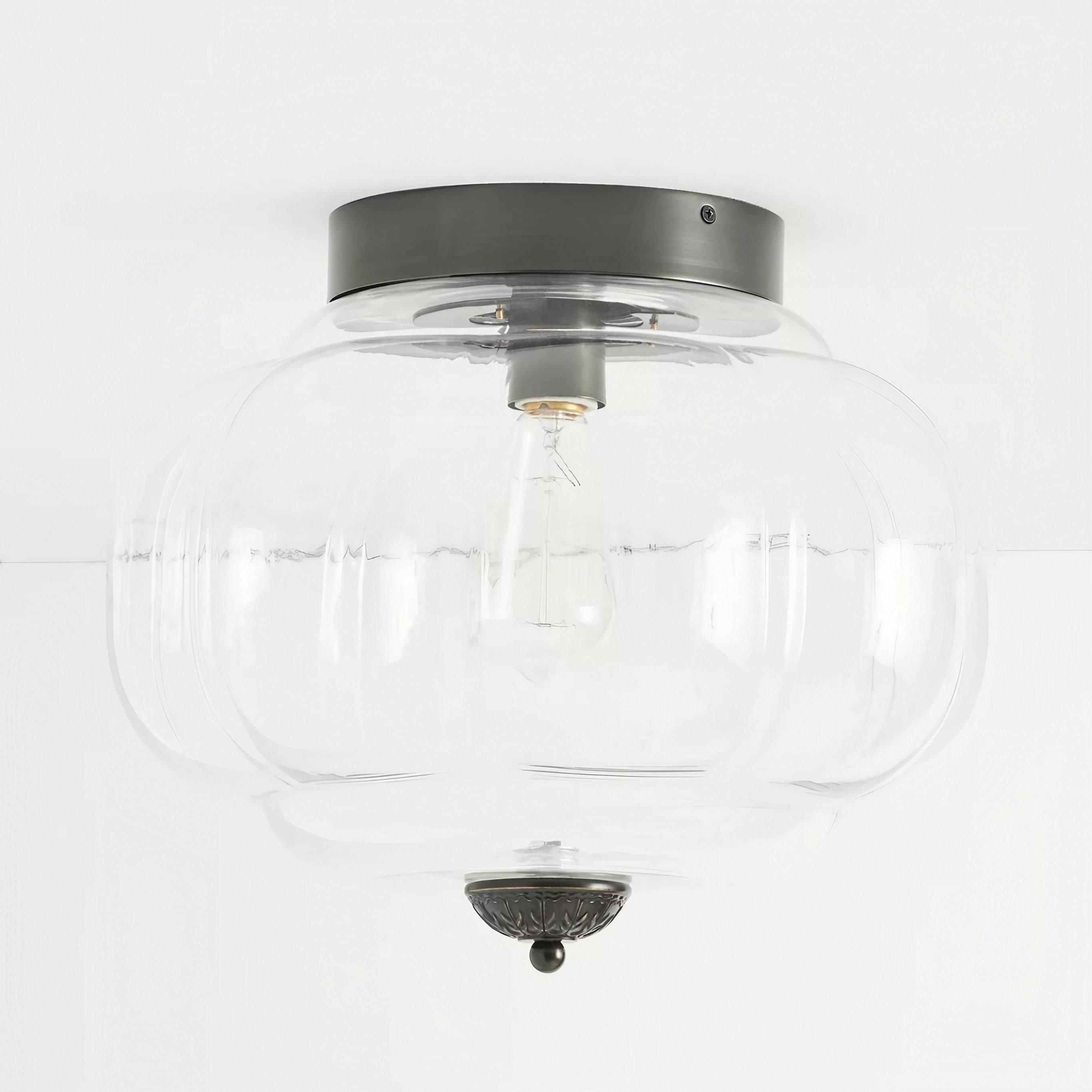 Milk Glass Ceiling Light With Glass Shade, Modern Flush Mount, Scandinavian Style | Temsk