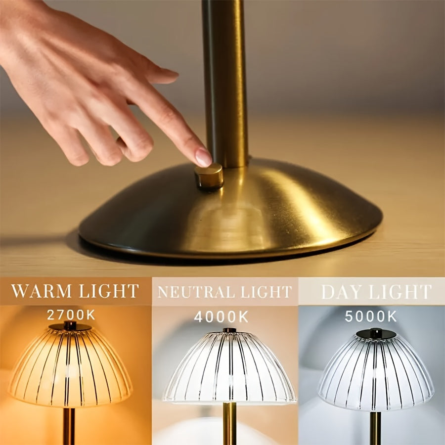 Golden Touch USB Rechargeable Table Lamp With Crystal Shade | Temsk