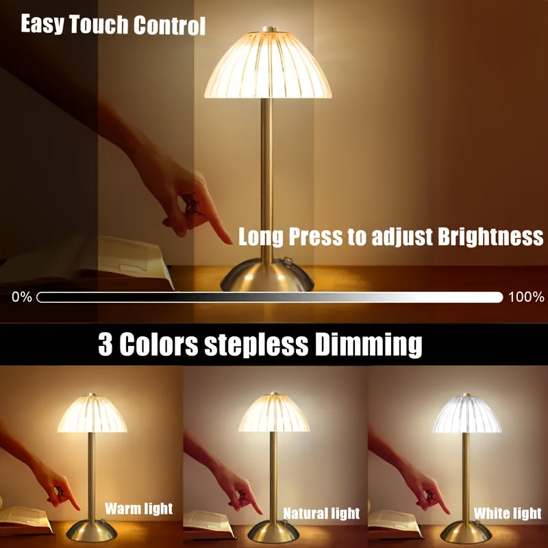 Golden Touch USB Rechargeable Table Lamp With Crystal Shade | Temsk