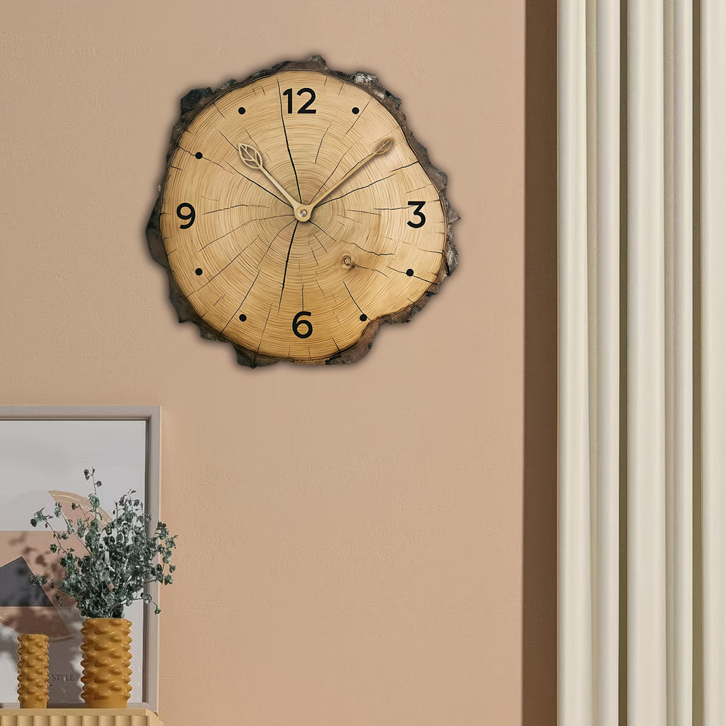Holzscheiben-Uhr mit natürlichem Baumstamm-Look für rustikale Wohnkultur | Temsk