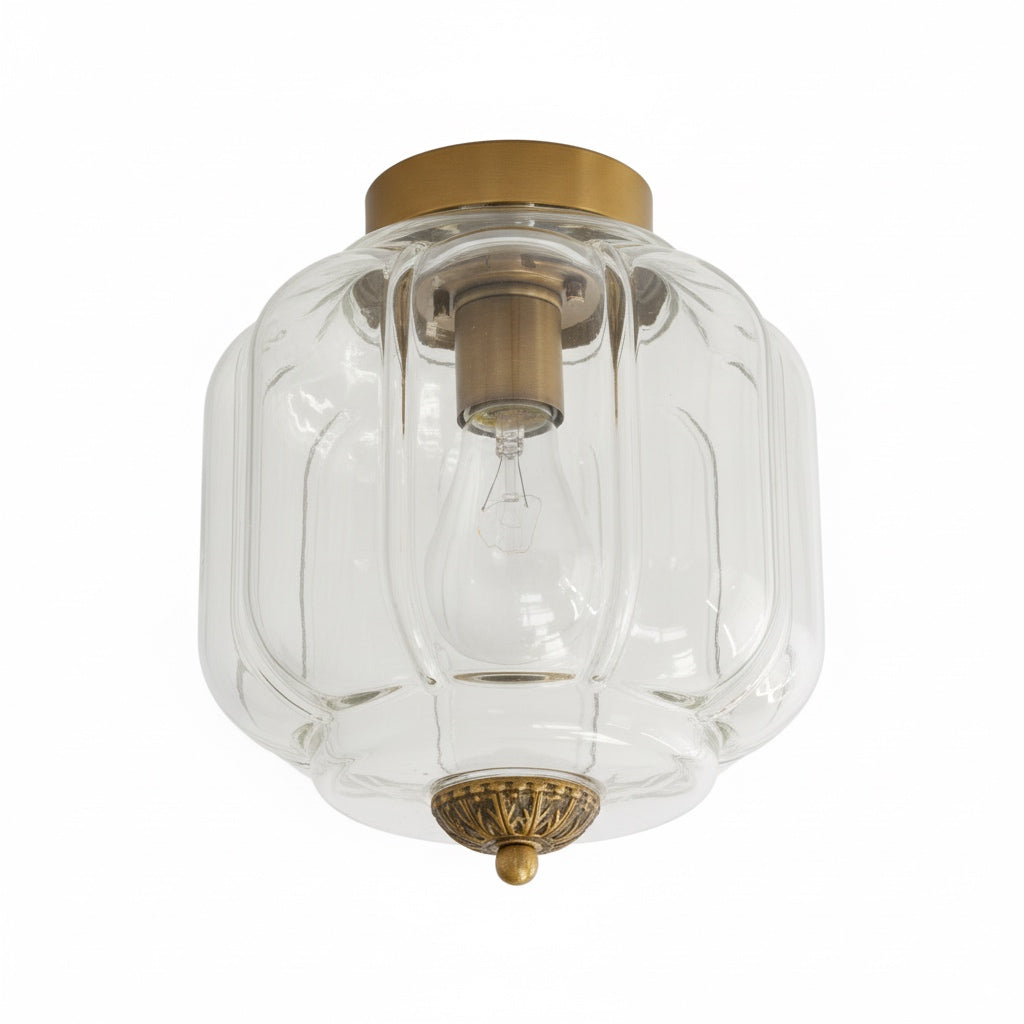 Milk Glass Ceiling Light With Glass Shade, Modern Flush Mount, Scandinavian Style | Temsk