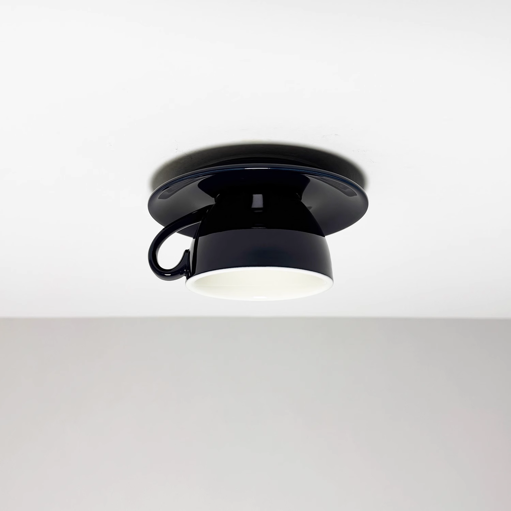 Coffee Cup Ceramic Ceiling Light With LED In Blue Pink For Bedroom And Living Room | Temsk