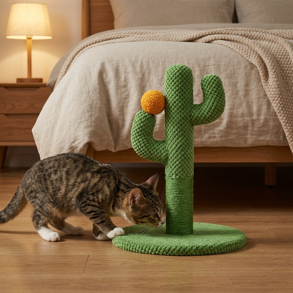 Cactus Shaped Cat Scratching Post, Sisal, Small, Medium, Large | Temsk