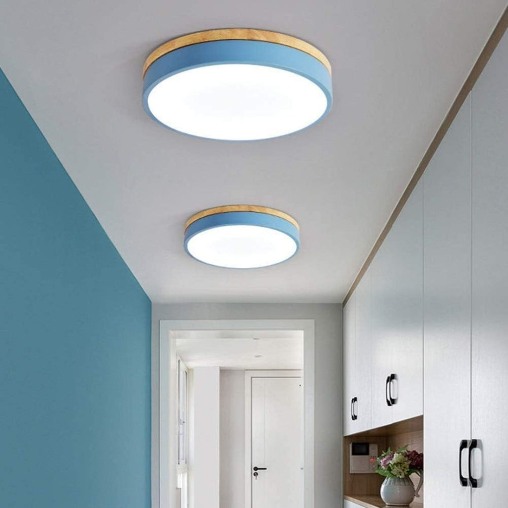 Round Wooden LED Ceiling Light With Acrylic, Dimmable Warm Glow, Scandinavian Style | Temsk