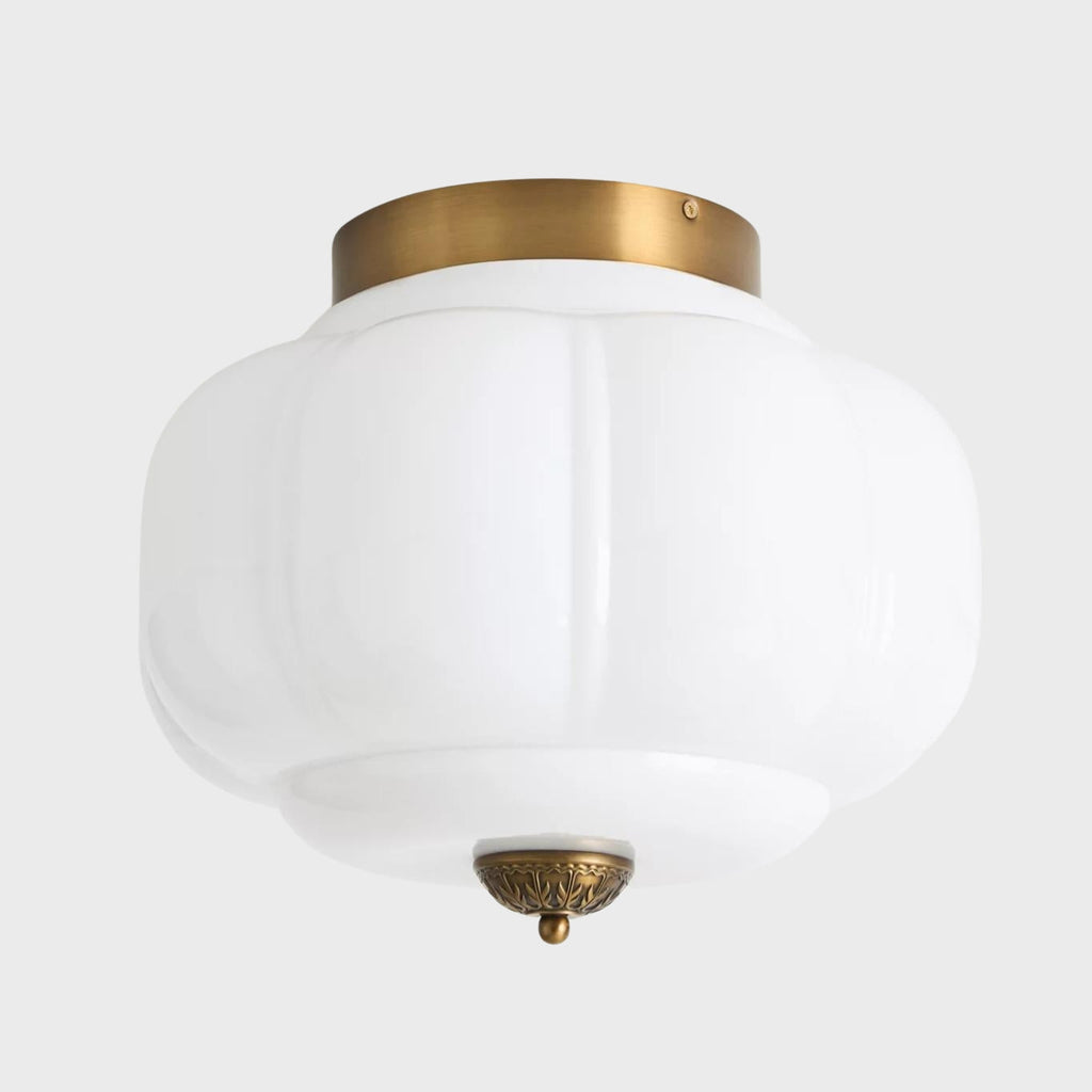 Milk Glass Ceiling Light With Glass Shade, Modern Flush Mount, Scandinavian Style | Temsk