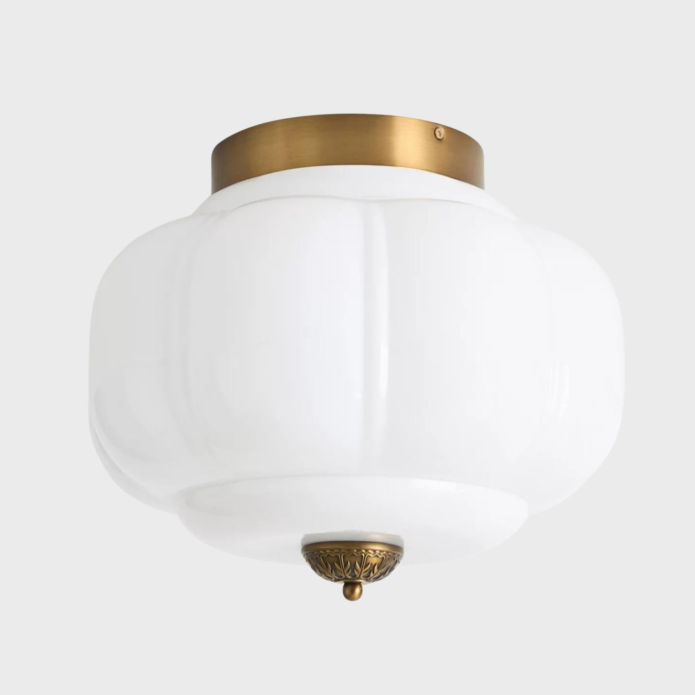 Milk Glass Ceiling Light With Glass Shade, Modern Flush Mount, Scandinavian Style | Temsk
