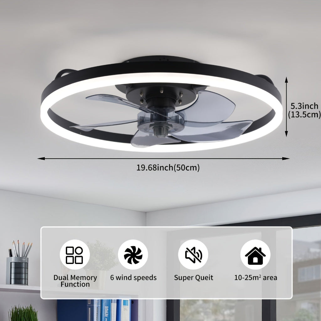 Deckenventilator mit LED-Licht und Aufbau-Design | Temsk