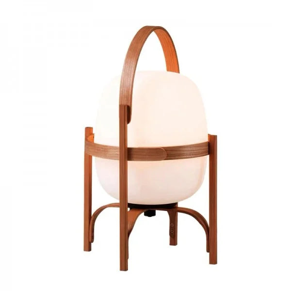 LumaNova Two Tone Wood Basket Table Lamp With Opal Glass Shade | Temsk