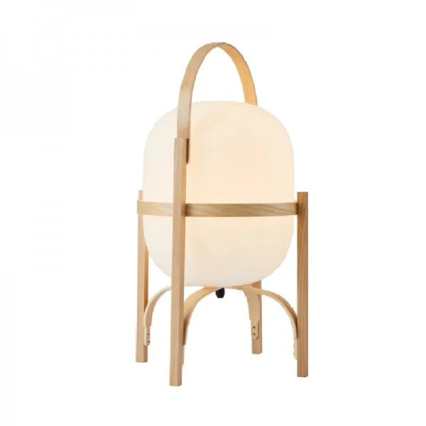 LumaNova Two Tone Wood Basket Table Lamp With Opal Glass Shade | Temsk