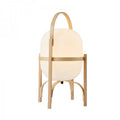 LumaNova Two Tone Wood Basket Table Lamp With Opal Glass Shade | Temsk